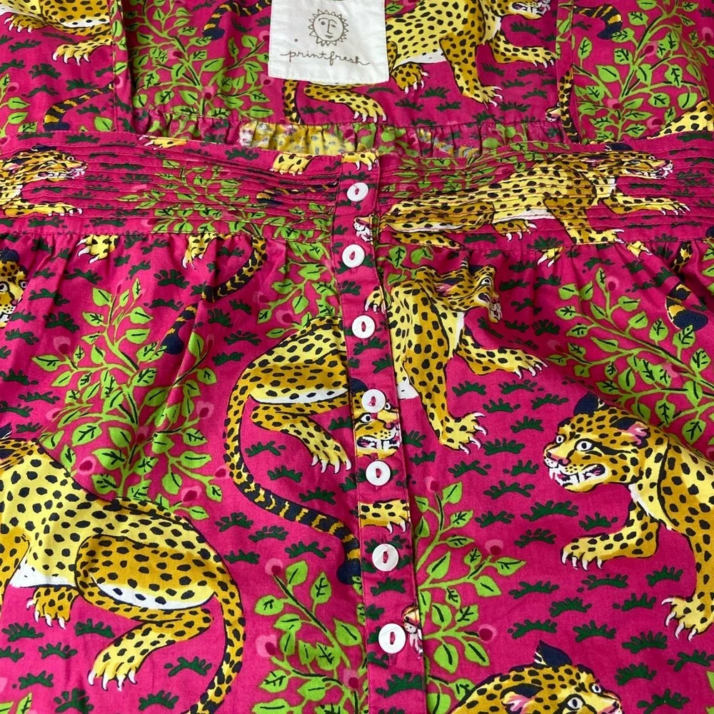 Printfresh Fuchsia Leopard-Print Short‎ Sleeve Tunic Size 4X